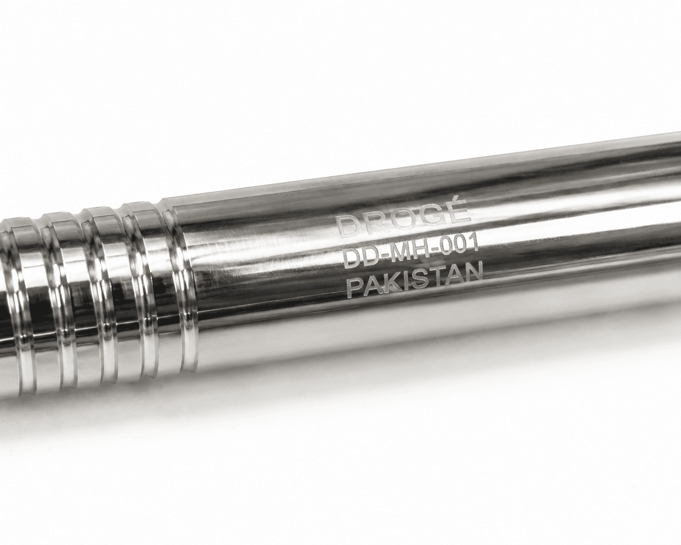 Brand name, product code and country of origin laser-marked on a polished instrument handle